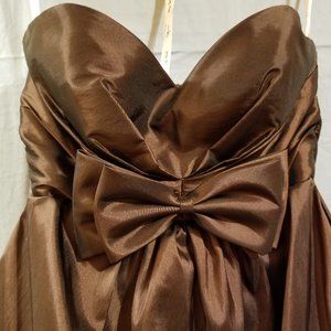 Brown Bunchy Bubble Skirt Formal Dress